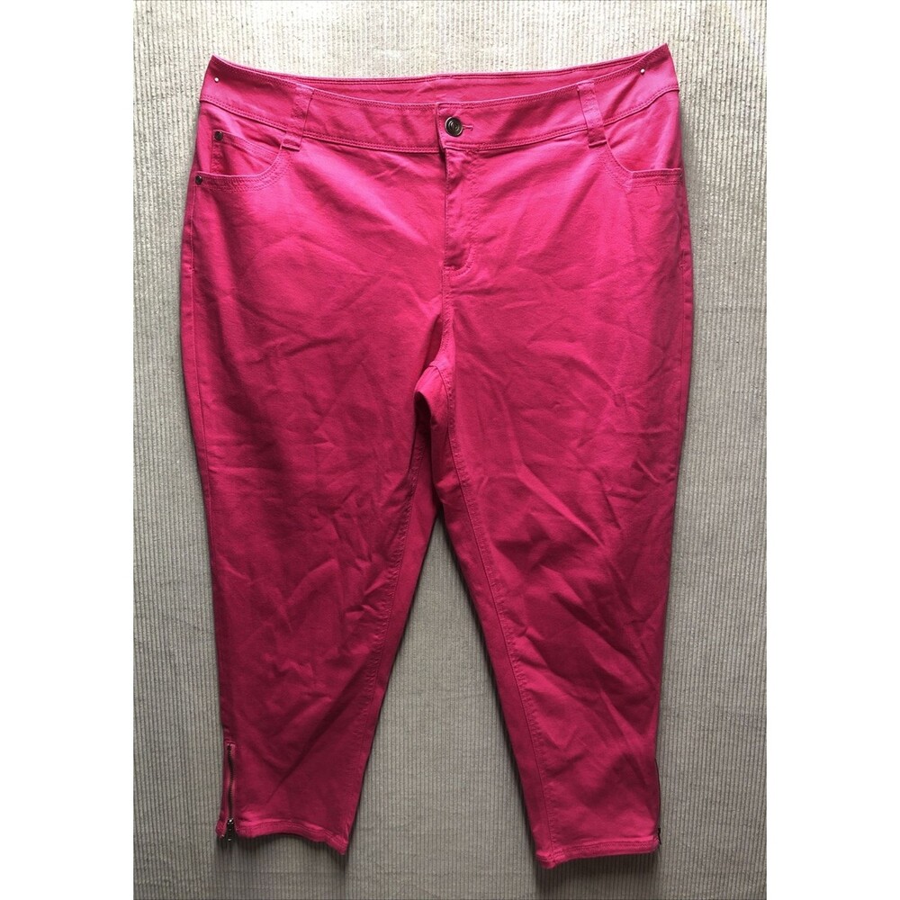 Lane Bryant Jeans Plus Size 20 Fuchsia Pink Cropped Ankle Zip Y2K Dopamine Party